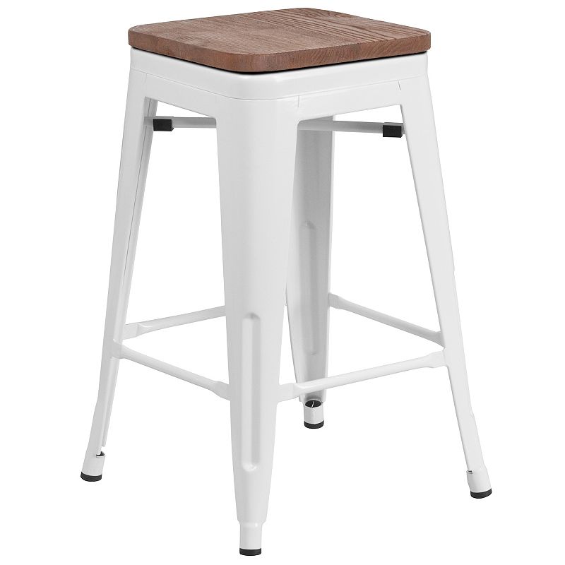 Flash Furniture Backless Mixed Media Counter Stool, White