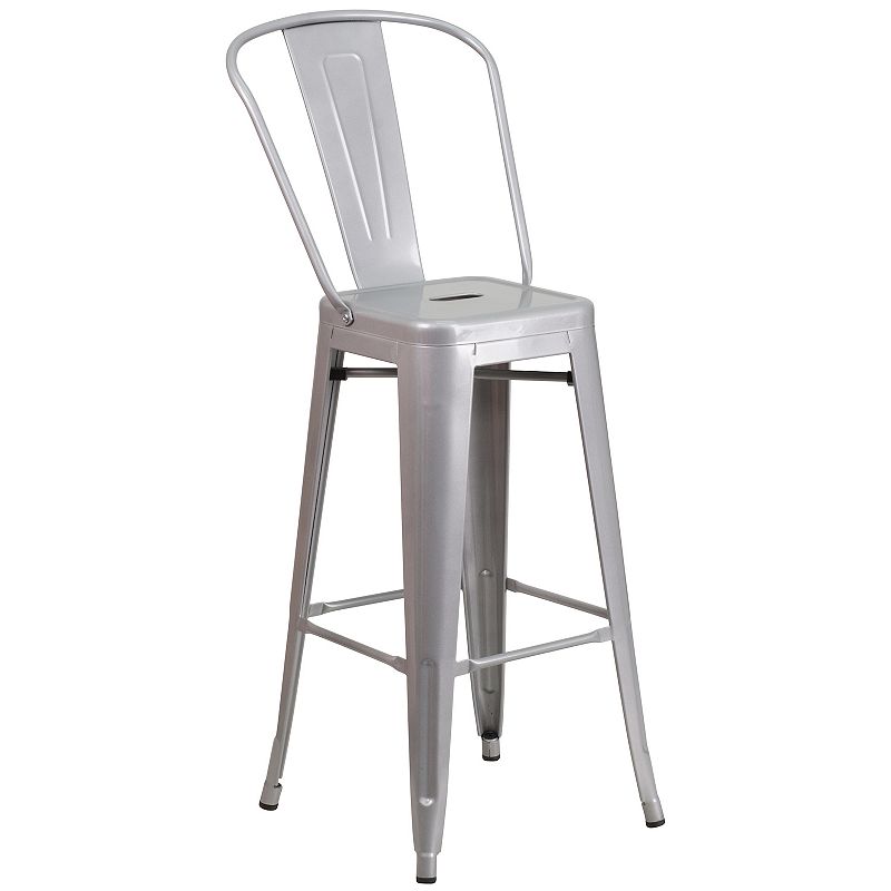 Flash Furniture Commercial Removable Back Indoor / Outdoor Bar Stool, Grey
