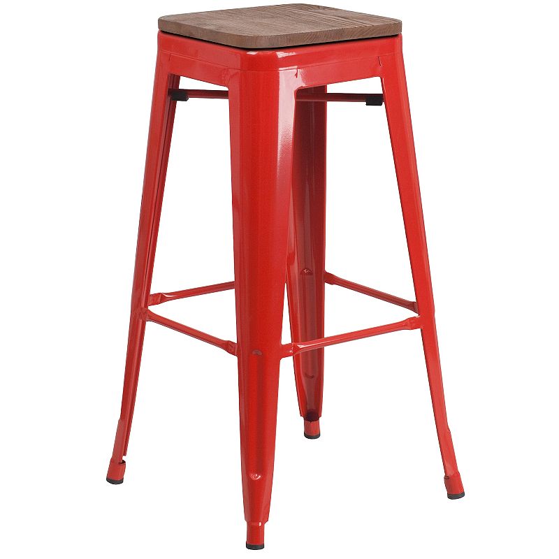 Flash Furniture Backless Square Seat Bar Stool, Red