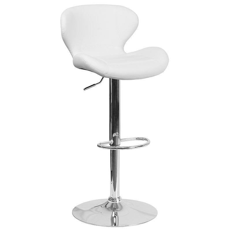 Flash Furniture Contemporary Adjustable Height Bar Stool, White