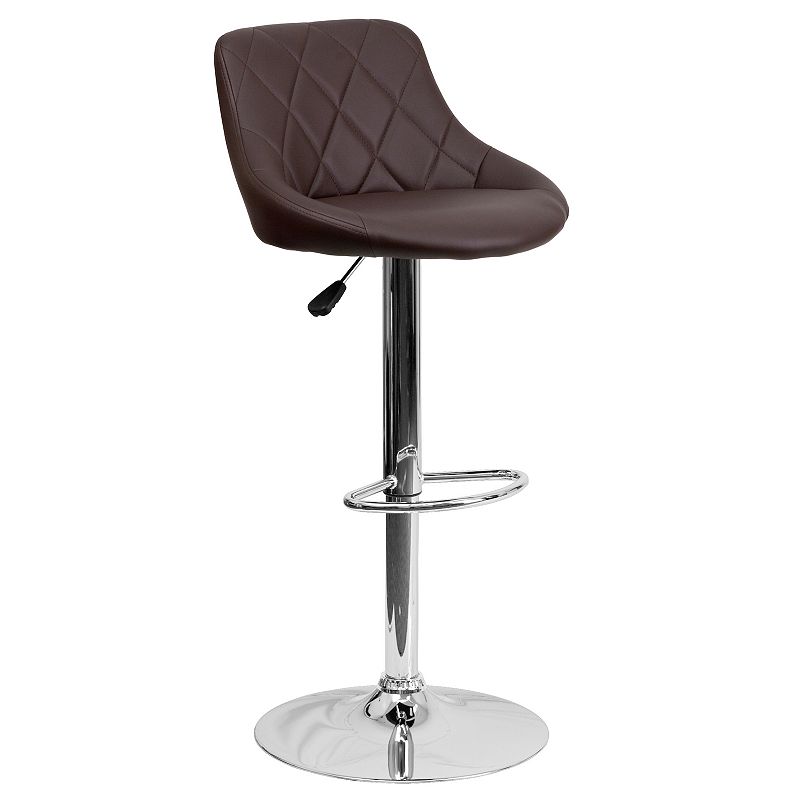 Flash Furniture Quilted Adjustable Height Bar Stool, Brown