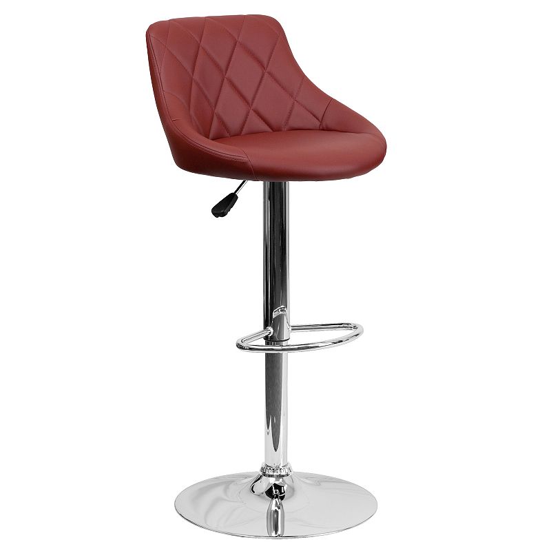 Flash Furniture Quilted Adjustable Height Bar Stool, Red