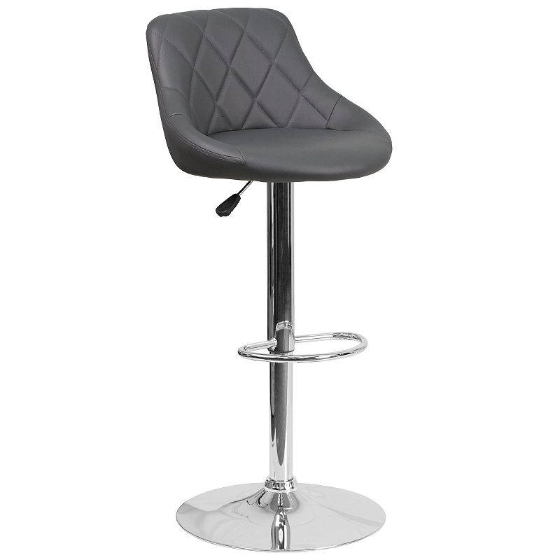 Flash Furniture Quilted Adjustable Height Bar Stool, Grey