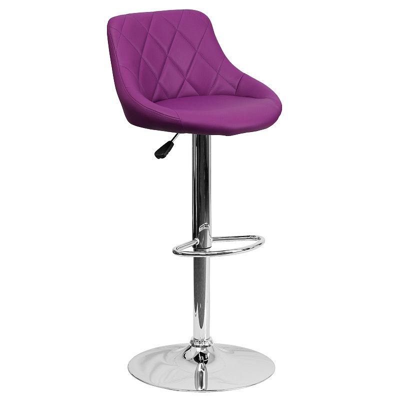 Flash Furniture Quilted Adjustable Height Bar Stool, Purple