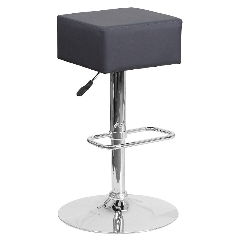 Flash Furniture Square Seat Adjustable Height Bar Stool, Grey