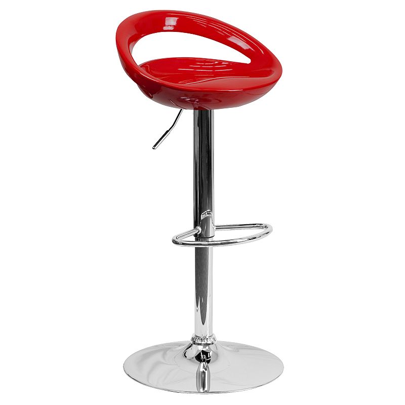 Flash Furniture Contemporary Adjustable Height Bar Stool, Red