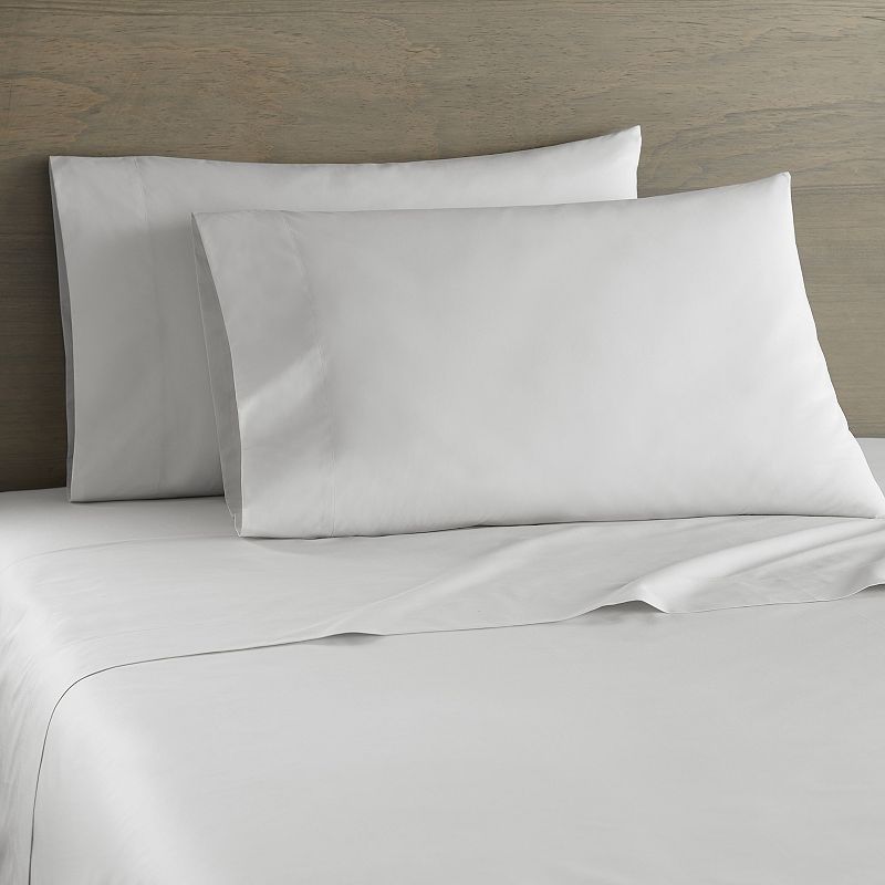Shavel Home Cotton Percale Solid Sheet Set with Pillowcases, Grey, Twin