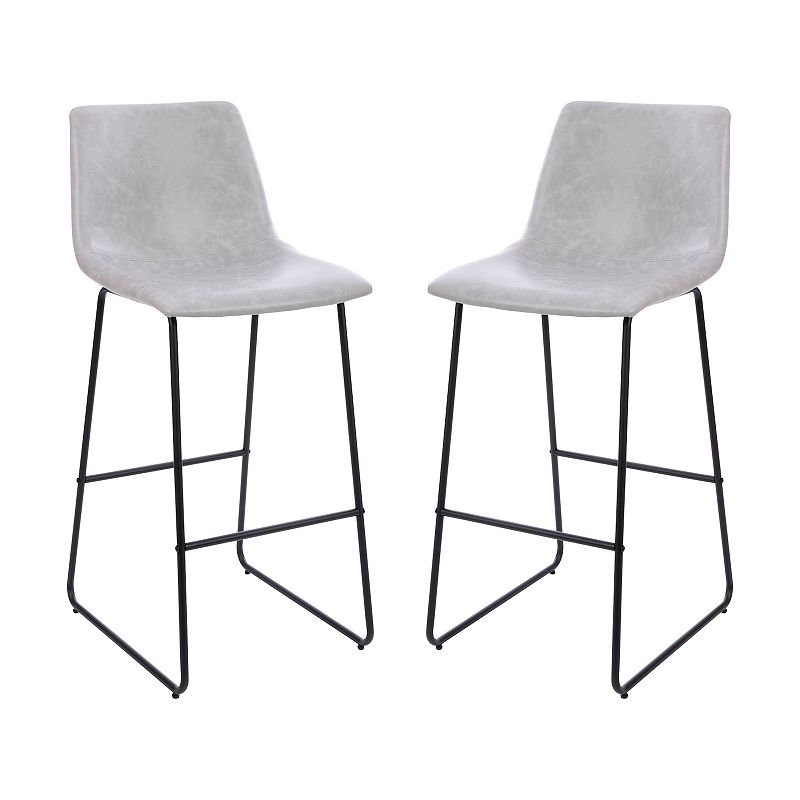 Flash Furniture 30-in. Faux-Leather Bar-Height Bar Stool 2-Piece Set, Grey