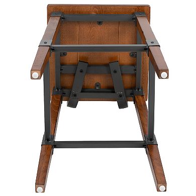 Flash Furniture Rustic Antique Walnut Industrial Wood Dining Bar Stool 2-Piece Set