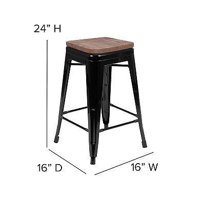Flash Furniture 24-in. Metal Counter-Height Bar Stool 4-Piece Set