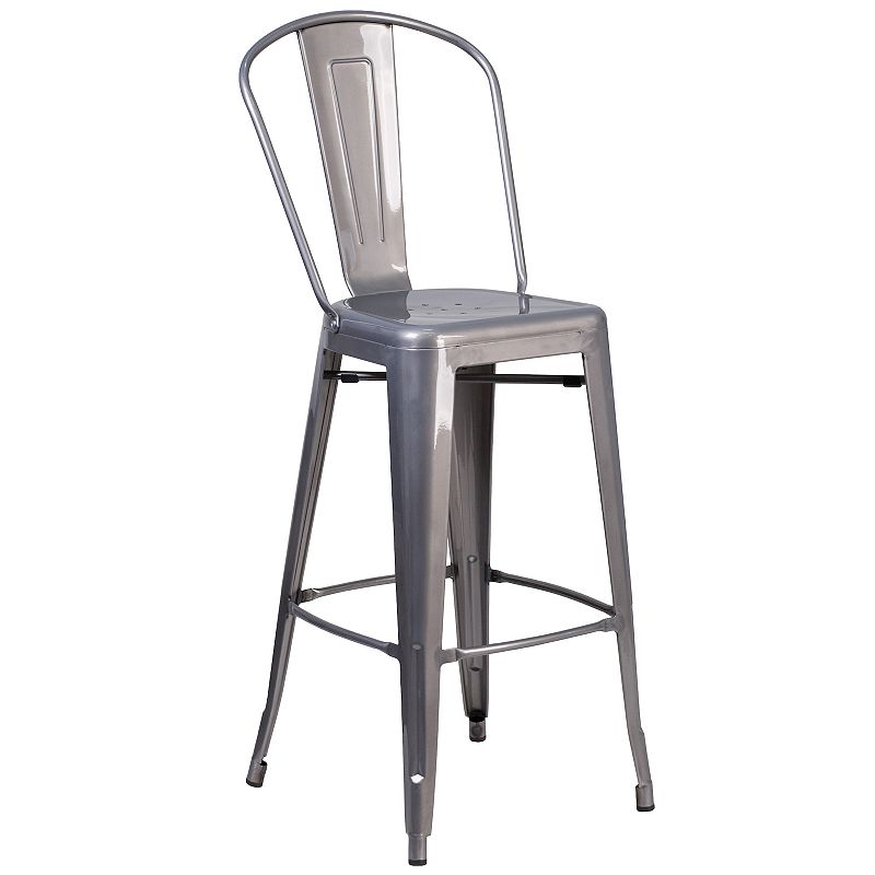 Flash Furniture 30-in. Bar Stool with Back, Grey
