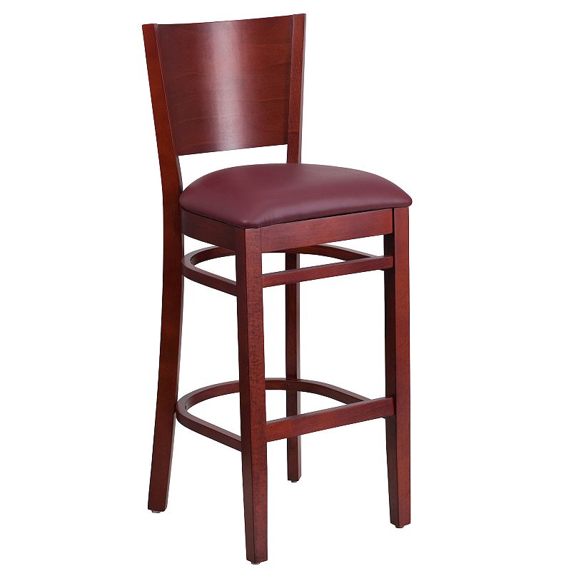 Flash Furniture Lacey Series Solid-Back Wood Restaurant Bar Stool, Red