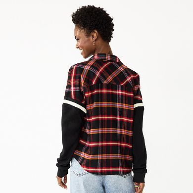 Juniors' SO® Fashion Flannel Shirt