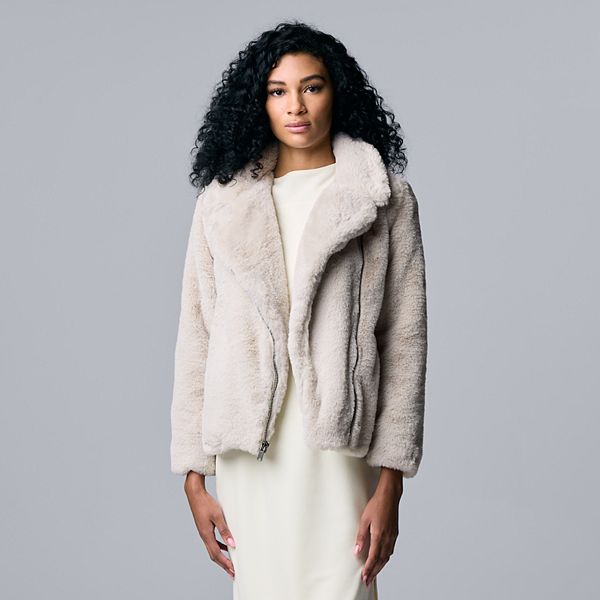 Women s Simply Vera Vera Wang Faux Fur Moto Jacket