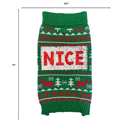 Woof Naughty Nice Sequin Dog Sweater