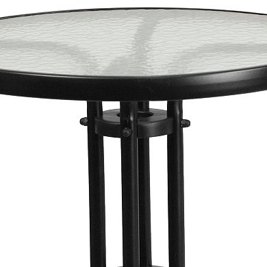 Flash Furniture Patio Round Bistro Table & Slatted Chair 3-piece Set