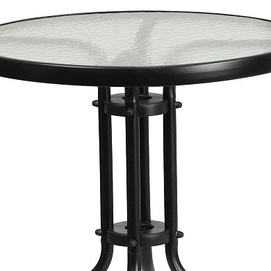 Flash Furniture Round Bistro Patio Table & Rattan Chair 3-piece Set