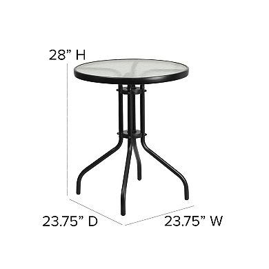 Flash Furniture Round Bistro Patio Table & Rattan Chair 3-piece Set