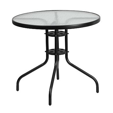 Flash Furniture Patio Round Bistro Table & Slatted Chair 5-piece Set