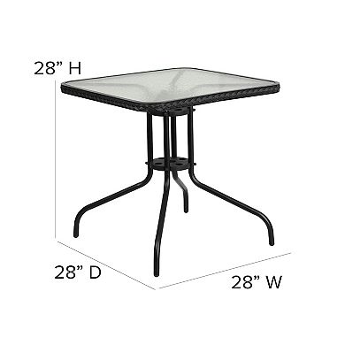 Flash Furniture Patio Square Table & Rattan Chair 5-piece Set