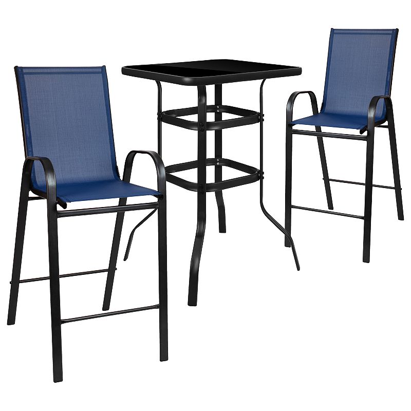 Flash Furniture Outdoor Dining Bistro Table & Stool 3-piece Set, Grey
