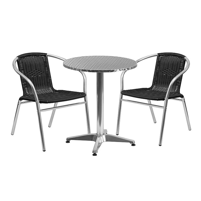Flash Furniture Round Indoor / Outdoor Table & Rattan Chair 3-piece Set, Bl