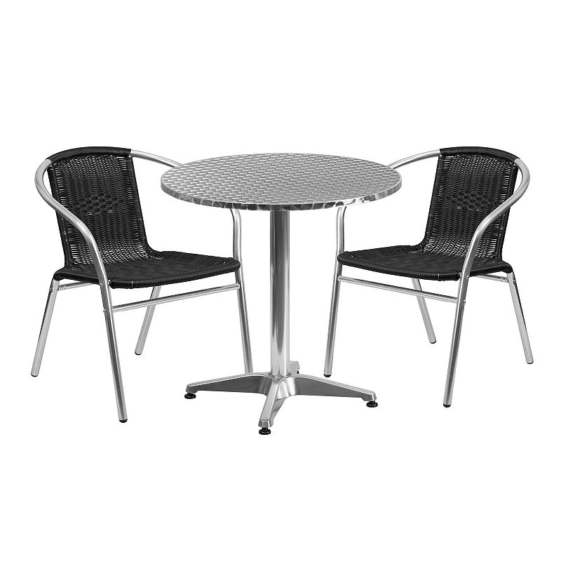 Flash Furniture Round Indoor / Outdoor Patio Table & Rattan Chair 3-piece S