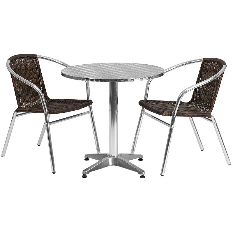 Flash Furniture Round Indoor / Outdoor Patio Table & Rattan Chair 3-piece S
