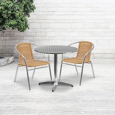 Flash Furniture Round Indoor / Outdoor Table & Rattan Chair 3-piece Set