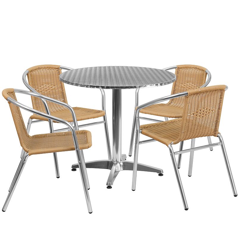 Flash Furniture Round Indoor / Outdoor Dining Table & Rattan Chair 5-piece 
