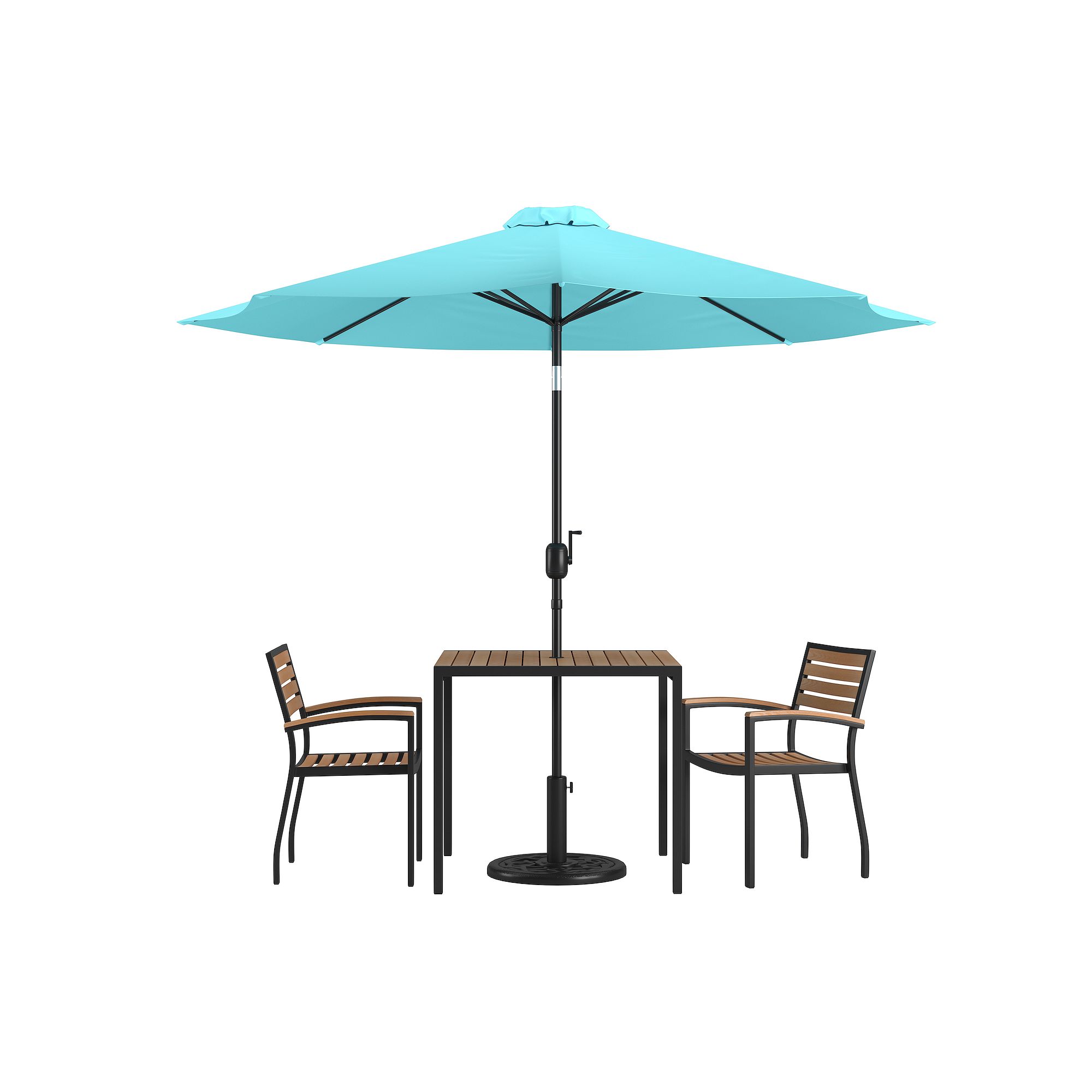 Flash Furniture Outdoor Patio Table, Chair, Umbrella & Base 5-piece Set, Bl