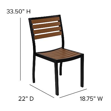 Flash Furniture All-Weather Faux Teak Chairs, Square Table, Umbrella & Base 5-piece Set
