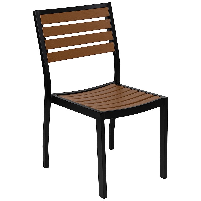 Flash Furniture Outdoor Faux Teak Dining Chair, Brown