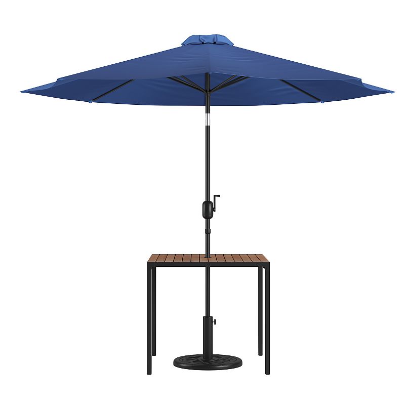 Flash Furniture Outdoor Patio Faux Teak Dining Table 3-piece Set, Blue