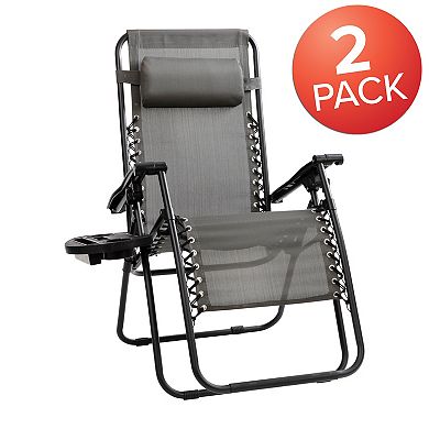 Flash Furniture Adjustable Folding Zero Gravity Reclining Lounge Chair 2-piece Set