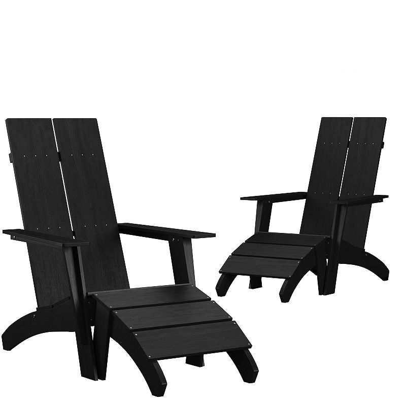 Flash Furniture Sawyer All-Weather Adirondack Chair 2-piece Set, Black