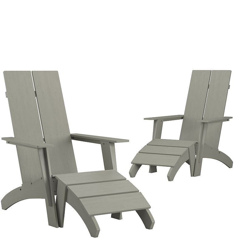 Flash Furniture Sawyer All-Weather Adirondack Chair 2-piece Set, Grey