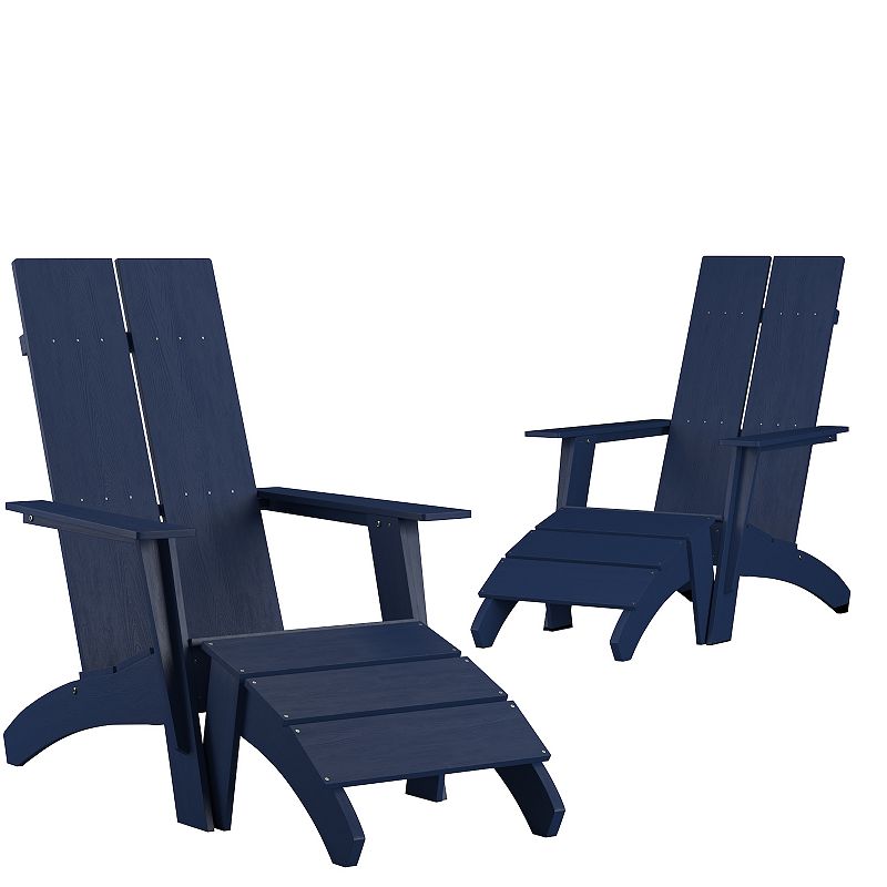 Flash Furniture Sawyer All-Weather Adirondack Chair 2-piece Set, Blue