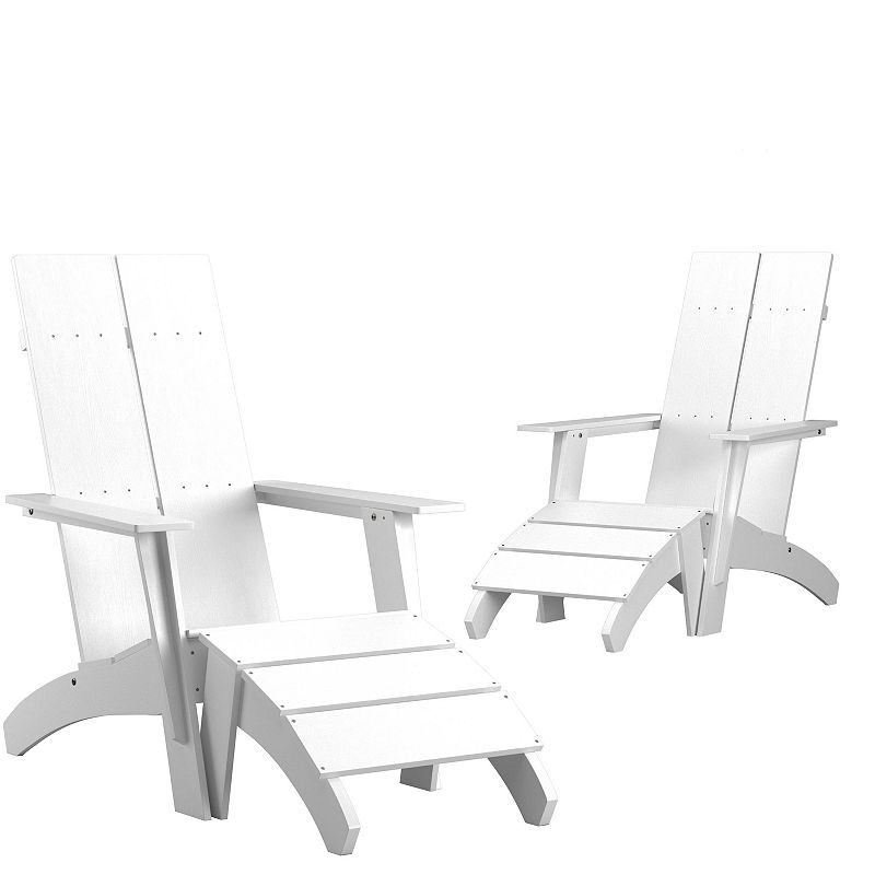 Flash Furniture Sawyer All-Weather Adirondack Chair 2-piece Set, White