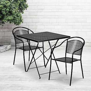 Flash Furniture Commercial Indoor / Outdoor Square Folding Patio Table & Chair 3-piece Set