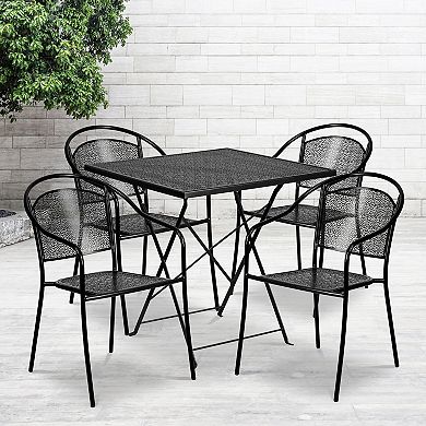 Flash Furniture Indoor / Outdoor Commercial Square Folding Patio Table & Chair 5-piece Set