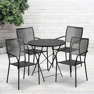 Flash Furniture Round Commercial Indoor / Outdoor Folding Patio Table 5-piece Set
