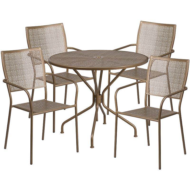 Flash Furniture Round Commercial Indoor / Outdoor Patio Table & Chair 5-pie