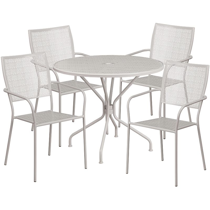 Flash Furniture Round Commercial Indoor / Outdoor Patio Table & Chair 5-pie