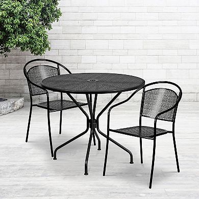 Flash Furniture Round Indoor Outdoor Commercial Pedestal Patio Table & Chair 3-piece Set