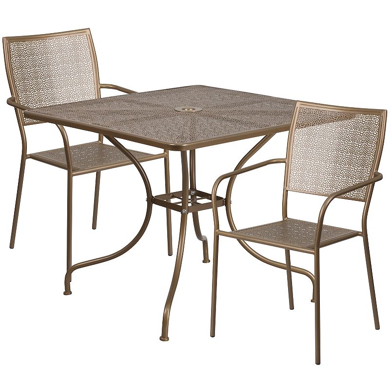 Flash Furniture Square Commercial Indoor / Outdoor Patio Table & Chair 3-pi