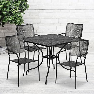Flash Furniture Commercial Indoor / Outdoor Patio Table & Square Back Chair 5-piece Set