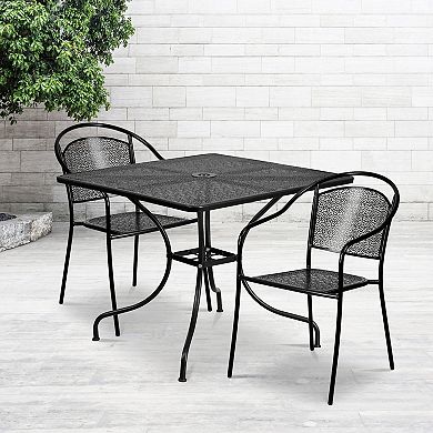 Flash Furniture Commercial Indoor / Outdoor Square Patio Table & Chair 3-piece Set
