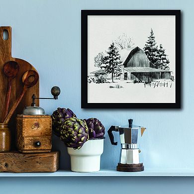 Courtside Market Distant Barn Sketch II Framed Wall Decor