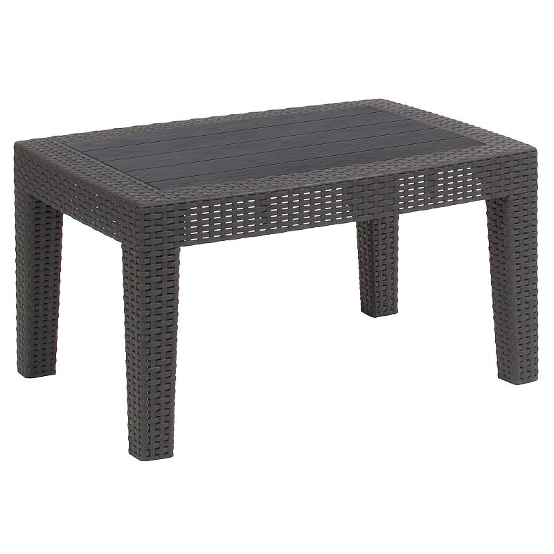 Flash Furniture Gray Faux Rattan Coffee Table, Grey